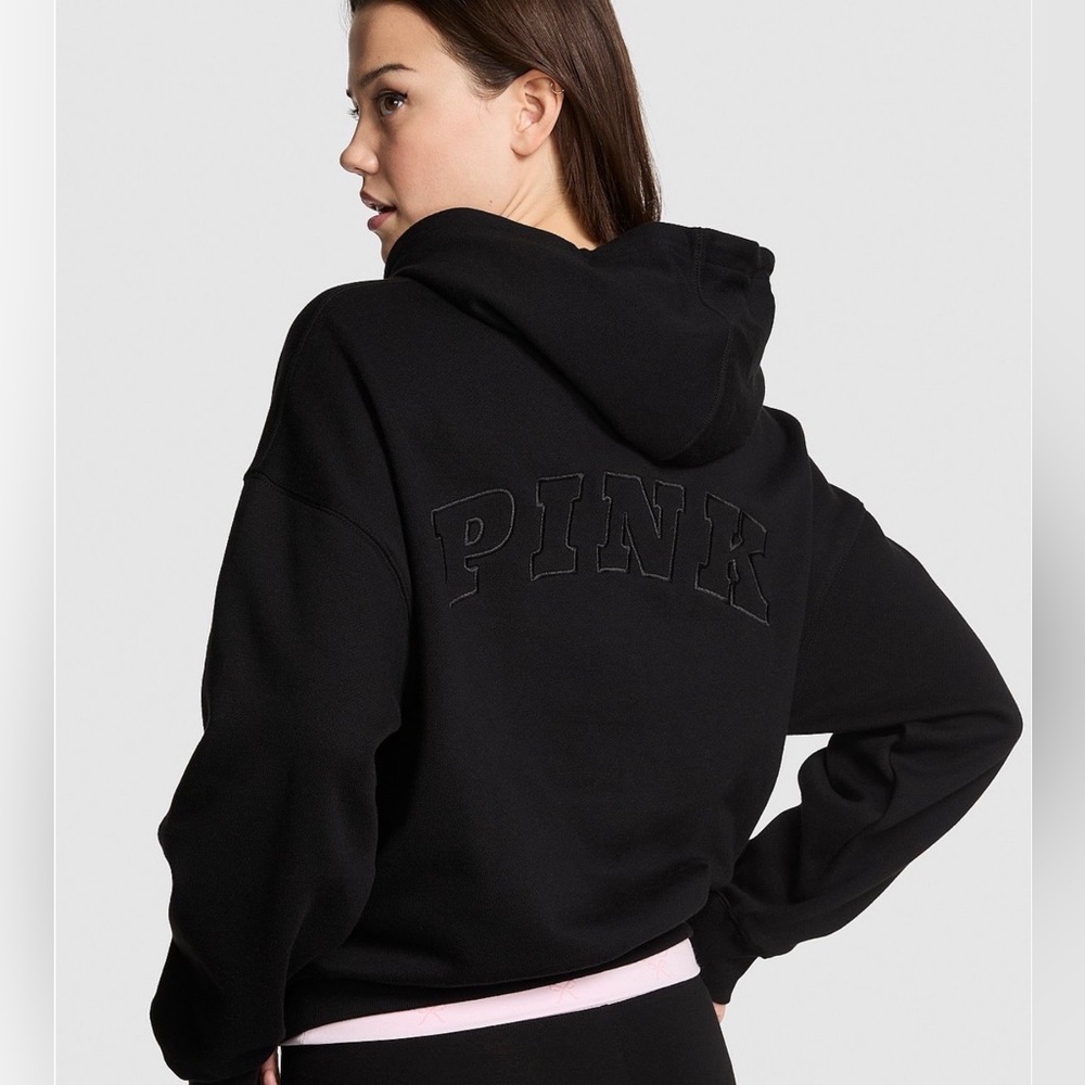 PINK Victoria's Secret Black Half Zip Hoodie